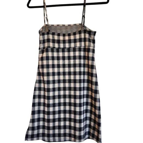 NWT Urban Revivo Blue/White Check Mini Dress Size 6 Adjustable Straps Side Zip - Picture 2 of 14